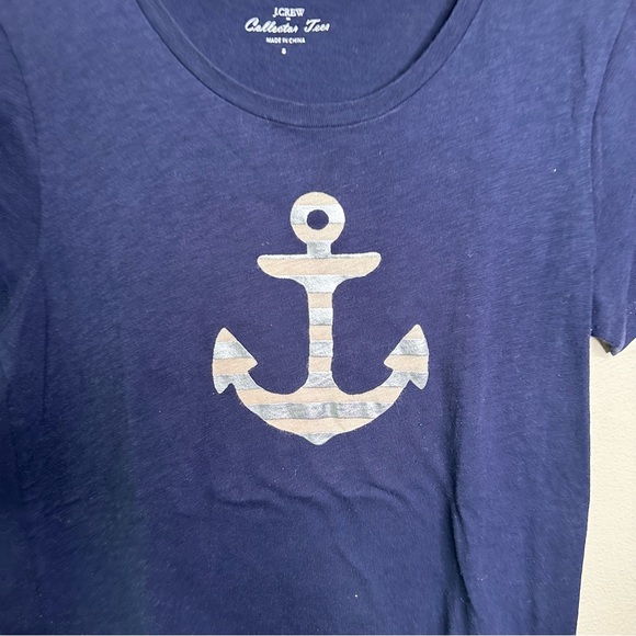 J. Crew Collector Tee Navy Blue Anchor Short Sleeve Shirt Size Small - Picture 2 of 5